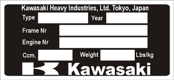 Tabliczka znamionowa Kawasaki
