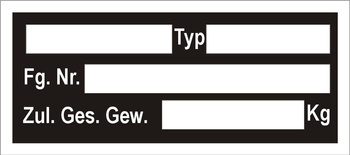Tabliczka znamionowa do przyczep uniwersalna niemiecka czysta