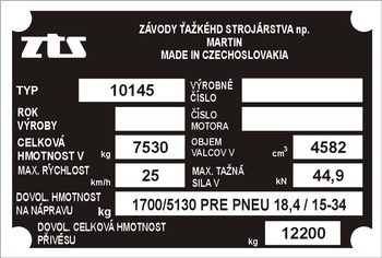 Tabliczka znamionowa ZTS 10145