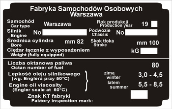 Tabliczka znamionowa FSO M 20