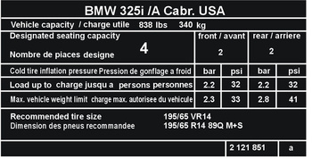 Naklejka tabliczka informacyjna do samochodu BMW