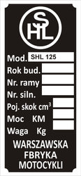 Tabliczka znamionowa SHL 125 M04 Warszawa