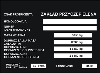 Tabliczka znamionowa do przyczep marki ELENA