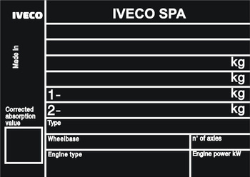 Tabliczka znamionowa do samochodu Iveco - mała