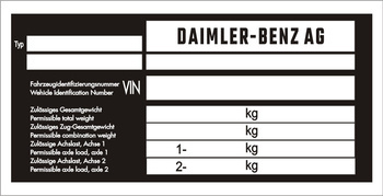 Tabliczka znamionowa Mercedes 300GD