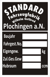 Tabliczka znamionowa motocykl standard fahrzeugfabrik