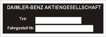 Tabliczka znamionowa Mercedes Benz 170S na ramę
