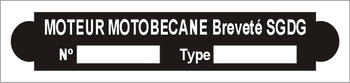 Tabliczka znamionowa na motor Motur Motobecane Brevete SGDG
