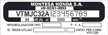 Tabliczka znamionowa do pojazdów i quadów Montesa HONDA S.A. z grawerem