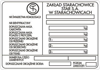 Tabliczka znamionowa Star 1142
