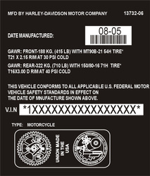 Naklejka znamionowa HARLEY DAVIDSON na ramę