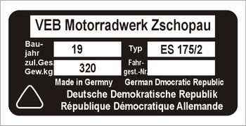 Tabliczka znamionowa MZ ES 175/2