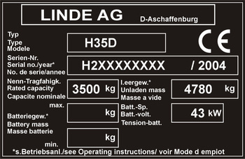 Tabliczka znamionowa Linde AG