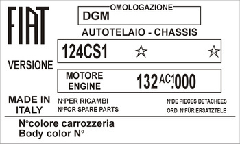 Tabliczka znamionowa Fiat 124