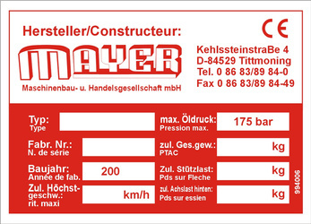 Tabliczka znamionowa Mayer