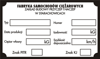 Tabliczka znamionowa Star FSC D3 Starachowice przyczepa rolnicza