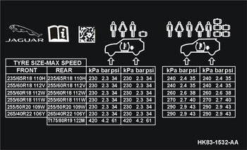 Naklejka tabliczka znamionowa informacyjna Jaguar
