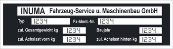 Tabliczka znamionowa do maszyn marki INUMA z grawerem