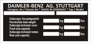 Tabliczka znamionowa Mercedes wzór nr1 czysta