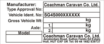 Tabliczka znamionowa do przyczep Coachman Co. LTD.