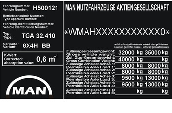 Naklejka znamionowa do pojazdów MAN