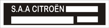 Tabliczka znamionowa Citroen na ramę