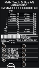 Naklejka znamionowa pionowa do pojazdów MAN