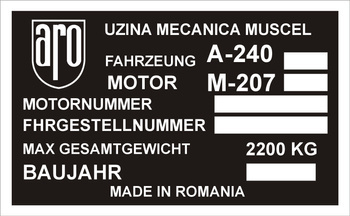 Tabliczka znamionowa Aro A-240 made in Romania