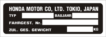 Tabliczka znamionowa Honda Motor wzór 2