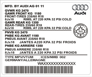 Naklejka znamionowa  Audi Q5