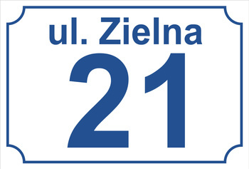 Tabliczka adresowa na dom, srebrna, niebieski nadruk