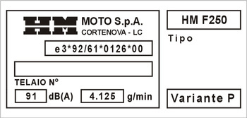 Tabliczka znamionowa do motocykla Honda
