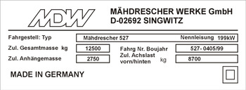 Tabliczka znamionowa MDW
