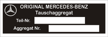 Tabliczka znamionowa Mercedes na aggregat