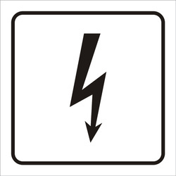Tabliczka informacyjna aluminiowa, piktogram uwaga prąd