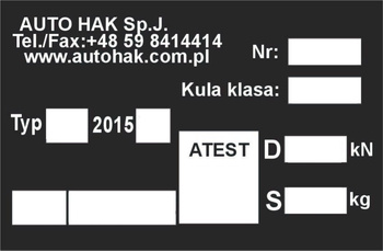 Tabliczka znamionowa do haka AUTOHAK