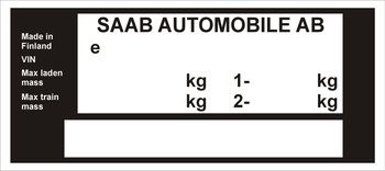Tabliczka znamionowa SAAB