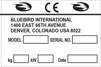 Tabliczka znamionowa do urządzeń i maszyn marki Bluebird International