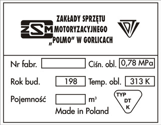 Tabliczka znamionowa kompresora do URSUS C335 i C330