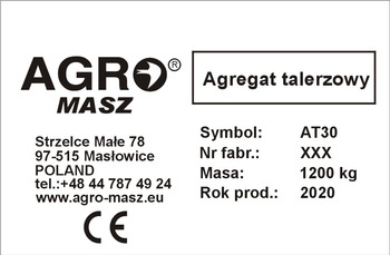 Naklejka znamionowa Agro Masz