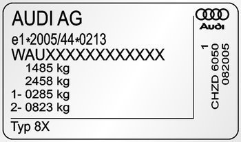 Naklejka tabliczka znamionowa Audi