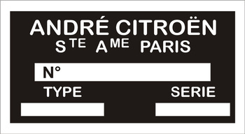 Tabliczka znamionowa Citroen 2 CV NR.1