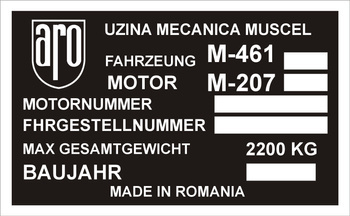Tabliczka znamionowa Aro M-461 made in Romania