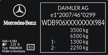 Naklejka tabliczka znamionowa Mercedes