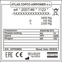 Tabliczka znamionowa Atlas Copco Airpower