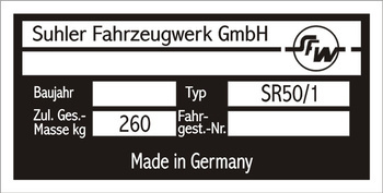 Tabliczka znamionowa SIMSON SR50 1