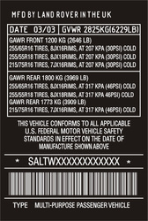 Naklejka znamionowa  Land ROVER