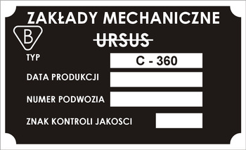 Tabliczka znamionowa URSUS C360 wzór II