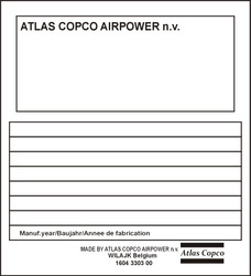 Tabliczka znamionowa do maszyn i urządzeń marki Atlas Copco Airpower