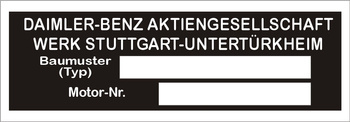 Tabliczka znamionowa Mercedes daimler benz 170V 170a 170S 170D 170Da